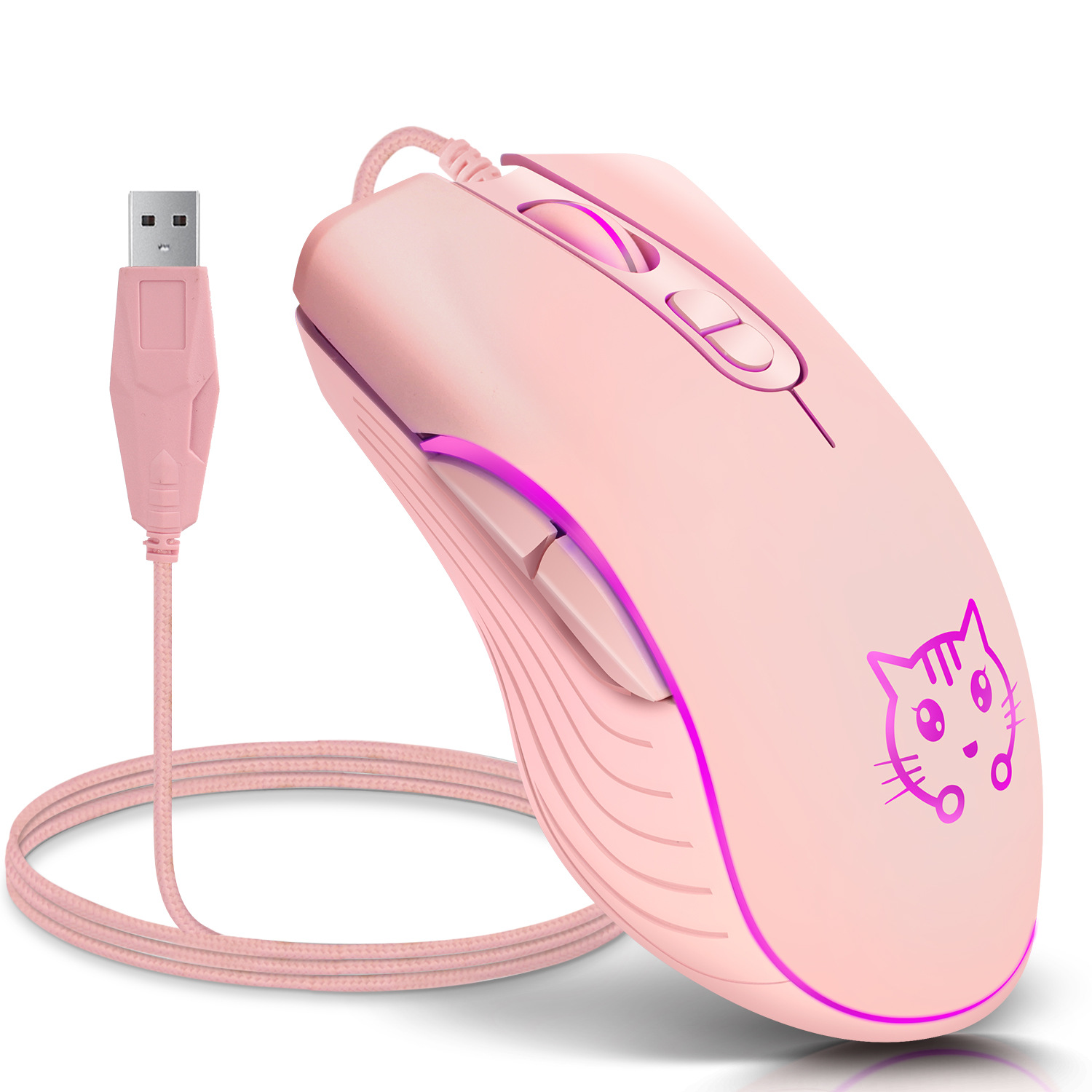 Esports Gaming Maus - USB Wired Gaming Mouse Pink Computer