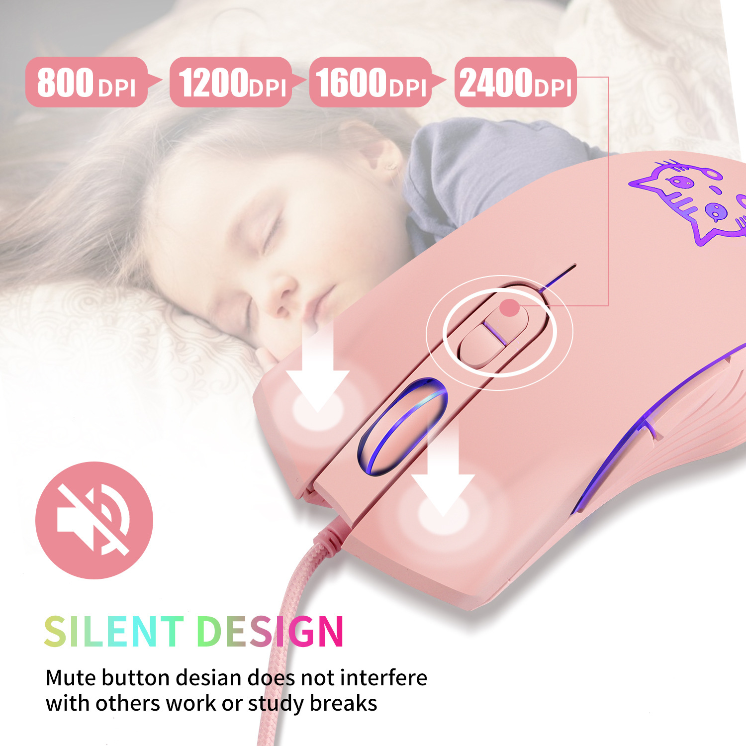USB Wired Gaming Mouse Pink Co - Esports Gaming Maus recension och pris